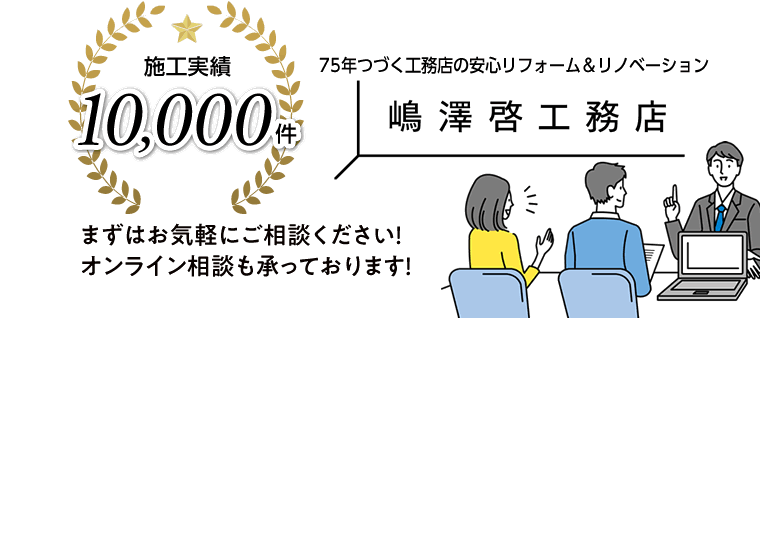 施工実績10,000件 75年つづく工務店の安心リフォーム&リノベーション 株式会社嶋澤啓工務店